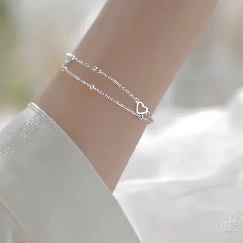 Bracciale Regolabile con Cuore in Argento