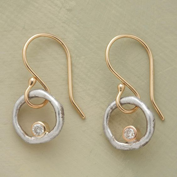 Orecchini Vintage in Oro e Argento con Zirconi