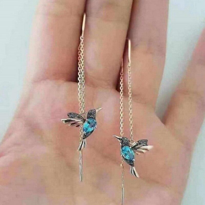 Orecchini con Colibrì in Smalto e Zirconi