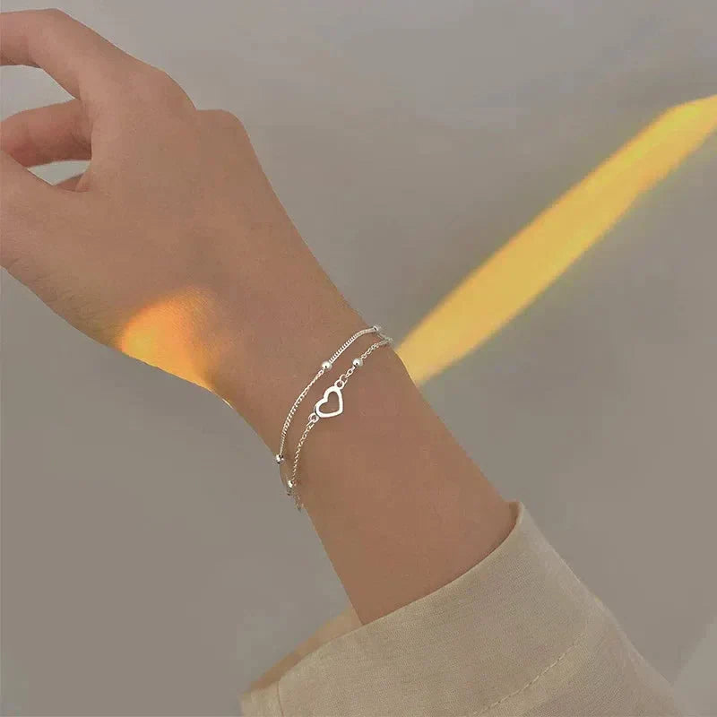 Bracciale Regolabile con Cuore in Argento