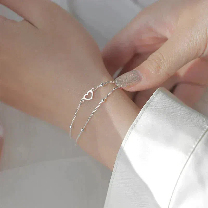 Bracciale Regolabile con Cuore in Argento
